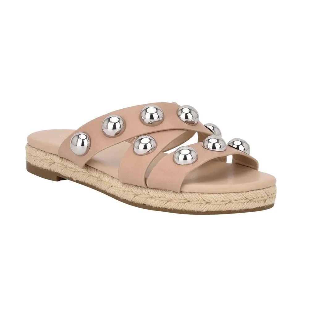 NWOT Marc Fisher Beige Studded Prisca Slip On Espadrilles size 6